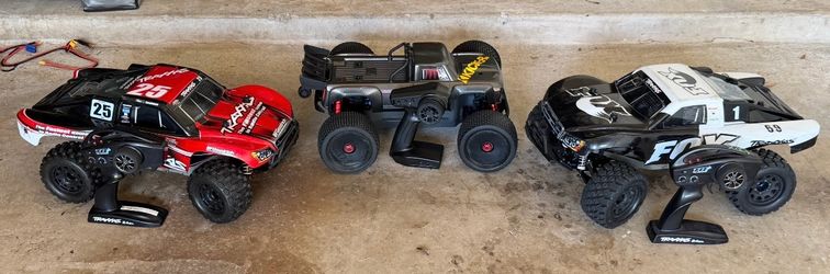 Rc brushless truck lot Traxxas Slash 4x4 vxl 4s Arrma Outcast 6s Traxxas Slash 4x4 Ultimate