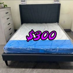 NEW  QUEEN BED FRAME AND MATTRESS