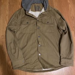 men’s warm jacket with hoodie size Large $60