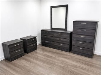 Dresser Whit Mirror,  Chest And 2 Nightstands  - Cómoda Con Espejo,  Gavetero Y 2 Mesitas de noche