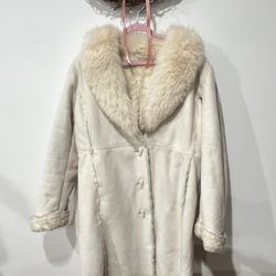 XL | WILSON’S LEATHER SUEDE FAUX FUR COLLAR COAT