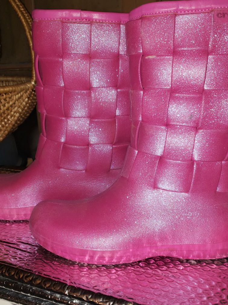Pink Crocs Rain Boots