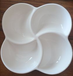 Cerart Portugal White 4-Compartment Serving Dish – 8"
