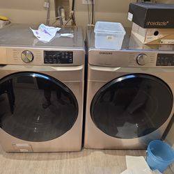Samsung 6100 Series front-load washer and dryer set in  "Champagne" color