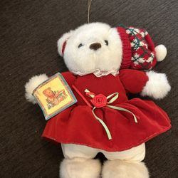 Vintage Christmas Girl Bear