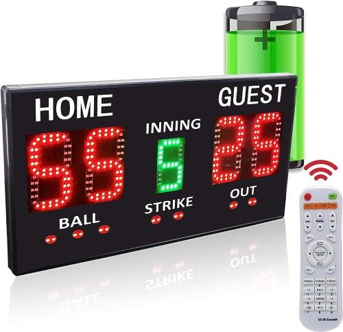YZ Battery Powered Baseball Scoreboard for Fence, Outdoor Portable Baseball Scoreboard, Electronic Scoreboard Baseball Digital Scoreboard with Remote
