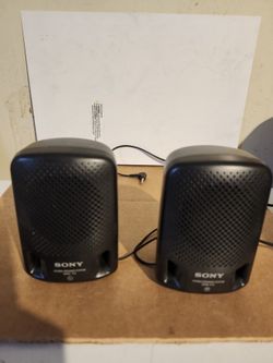pair of Sony SRS-P3 portable mini stereo speakers