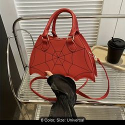 Red halloween purse, Spider webs 