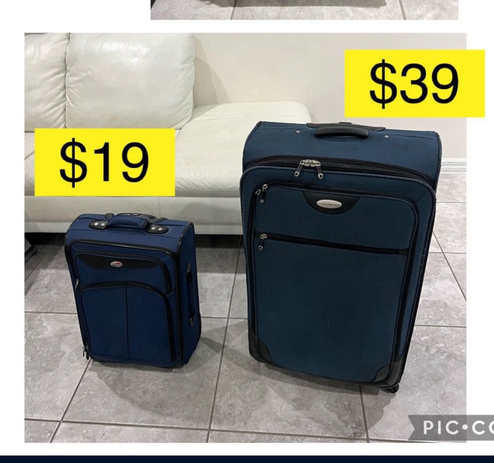 Samsung big luggage suitcase $35, carry on $19 / Maletas usadas