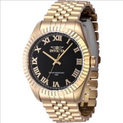 Invicta Men's Watch Specialty Black Dial Yellow Gold Steel Bracelet Quartz 47405