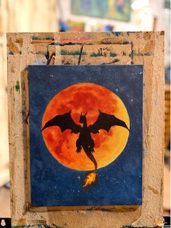 “The Blood Moon” Charizard Original Painting