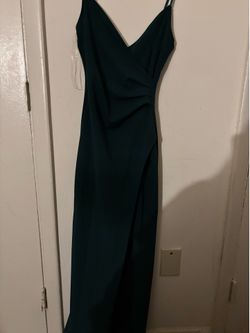 Dark green v neck dress