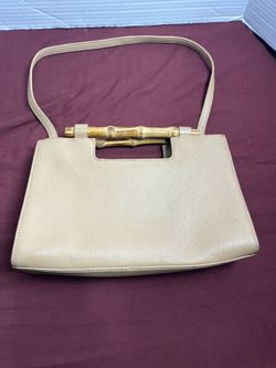 Vintage Talbots Tan Bamboo 100% Leather Shoulder Bag 