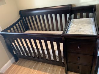 3 In 1 Crib Converter with Toddler Mattress, Mattress With Changing Table And 3 Drawers