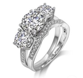 New 18 k white gold engagement ring wedding ring set wedding band