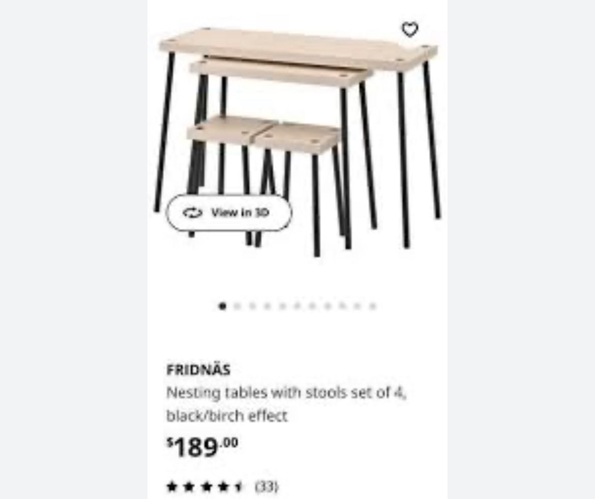 1 big table and 2 stools.