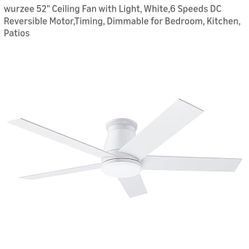 52" White Ceiling Fan with Light