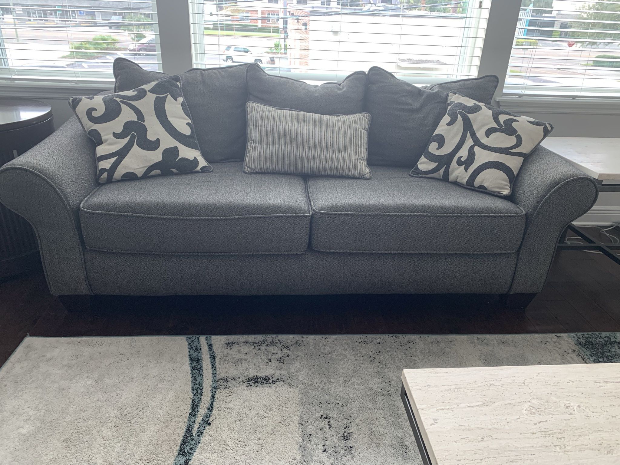 Grey Sleeper Sofa Pull Out Queen Bed With Pillows