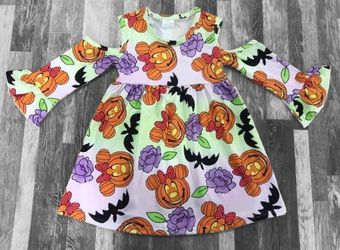 Pumpkin Minnie dress And Bow