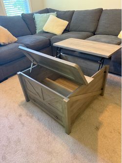 Grey Square Coffee Table with Storage *Like New*