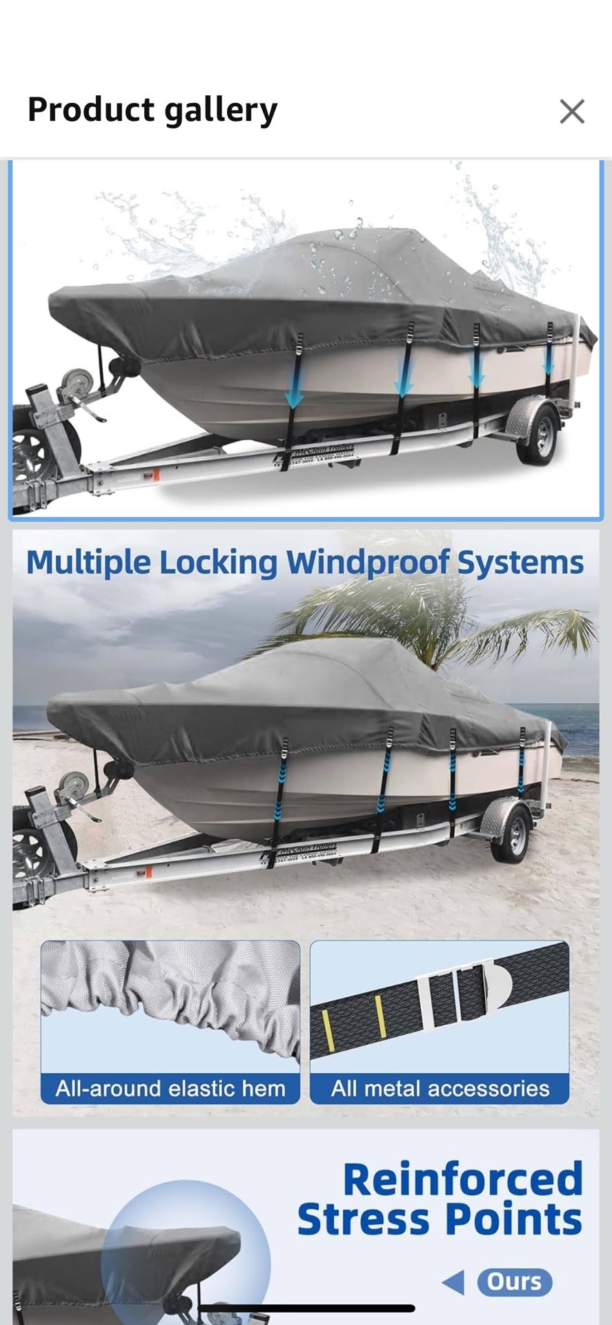 1200D Heavy-Duty V-Hull Boat Covers, Full Windproof Metal Fittings Waterproof UV-Proof Boat Cover Fits Tri-Hull, Runabout, 17'-19' Long, Beam Width up