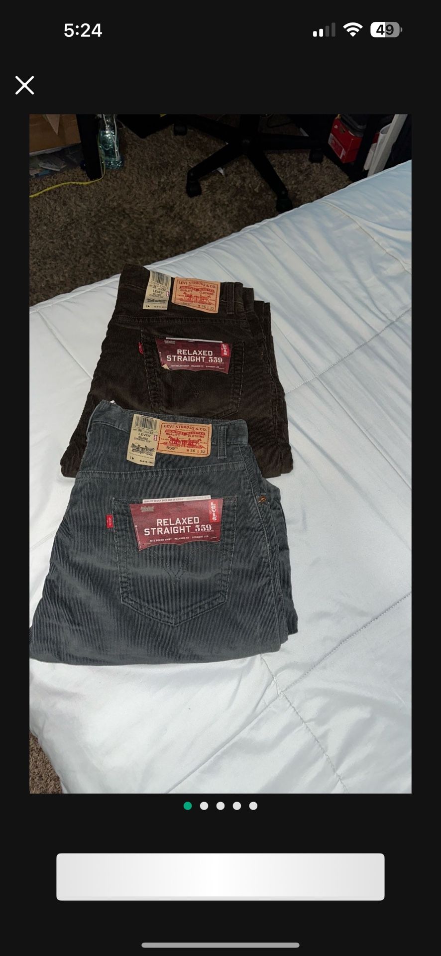 Men’s Levi Relaxed Straight Pants W36 L32
