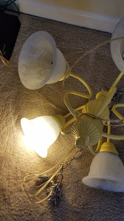vintage yellow iron chandelier