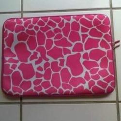 pink cow print neoprene laptop padded zippered cover $5 FIRM