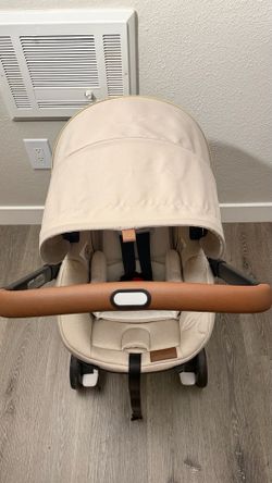 Infant Car Seat & Stroller Combo with Green & Gentle Fabric – Like New