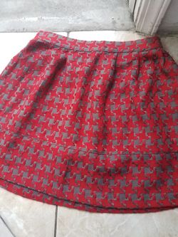 Used, bright red and grey skater skirt.