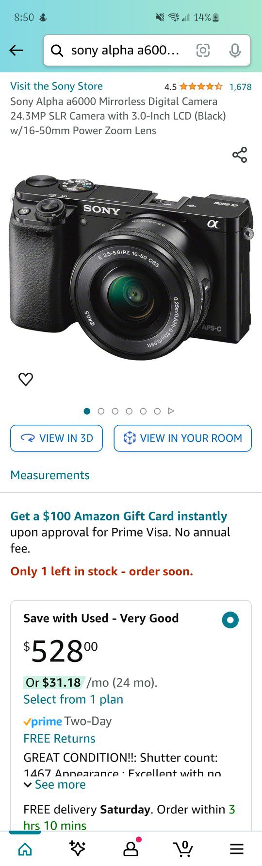 Sony a6000 Mirrorless Digital Camera $450 OBO