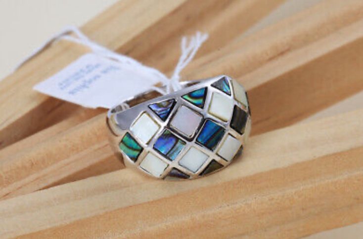 Lia Sophia Mother of Pearl/Abalone Fashion Ring - Size 6