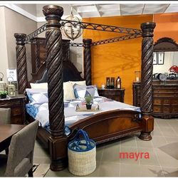 ] New[ North Shore Dark Brown Canopy Beddroomset/King Size Available/ Discount Code 👈 Delivery  ♥️ Home Decor ♥️Household 