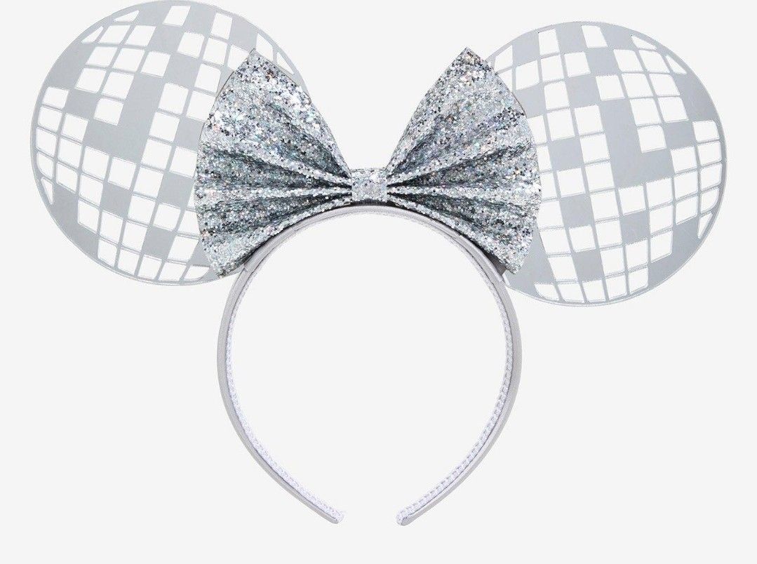 Disney Minnie Mouse Headband Disco Ball Ears & Glittery Bow