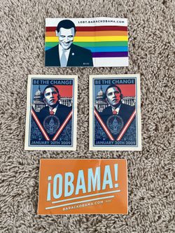 AUTHENTIC 3"x4.5/5" 09 SHEPARD FAIREY BARACK OBAMA BE THE CHANGE STICKER BUNDLE