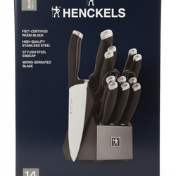 NEW Henckels Silvercap 14‑pc Knife Block Set – Stainless Steel
