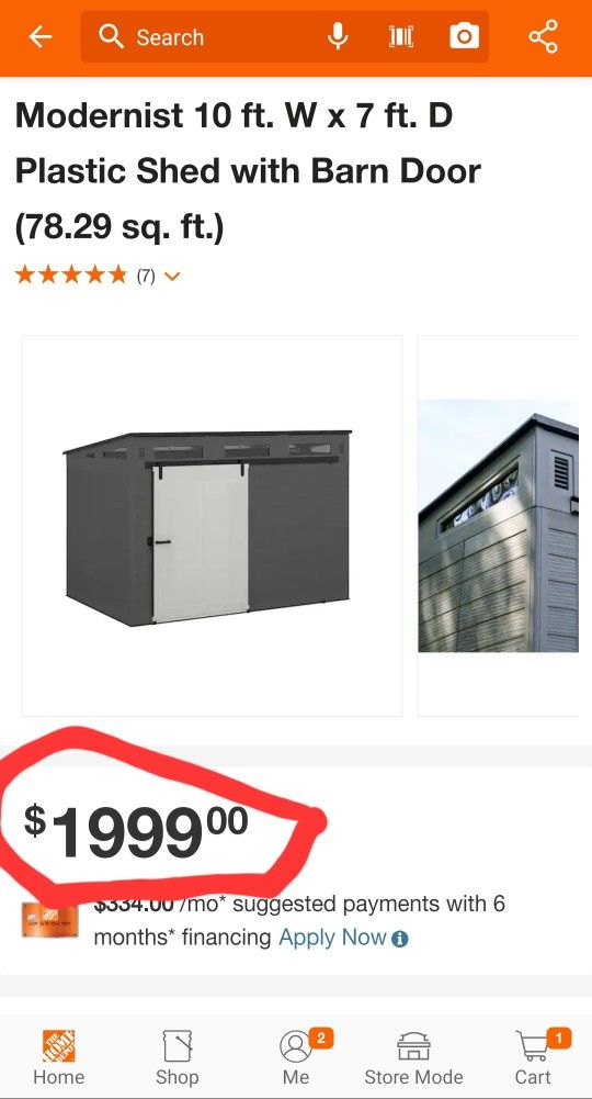 Modernist® 10 ft. x 7 ft. Barn Door Storage Shed