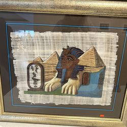 Framed Painting On Papyrus From Egypt