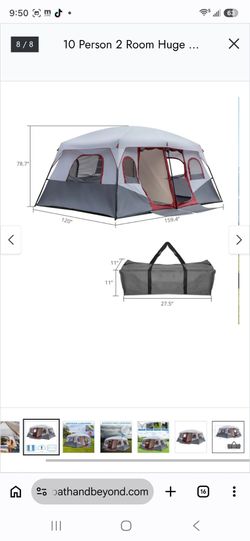 10 Person 2 Room Huge Tent with Storage Pockets for Family Camping Tent