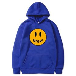 New Drew Funny Graphics Smile Printed Men's Hoodies Sweatshirts Hip Hop Streetwear Plus Fleece Pullover Sz-Médium Unisex 