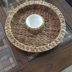Seagrass Chip & Dip Bowl With Dip Bowl 