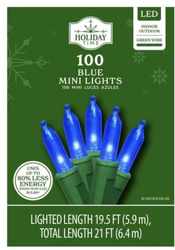100 Blue Mini Lights Christmas 