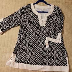 NWT Charter Club Black/White 2 XL Tunic Top
