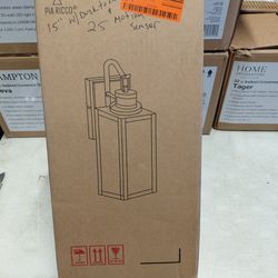 Pia ricco 15" Outdoor Wall sconce light fixture with motion sensor and dusk to dawn sensor in black