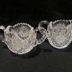 American Brilliant Cut Glass Cream and Sugar 