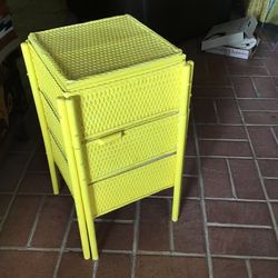 Bamboo Table With Three Cabinets 