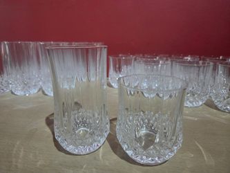 24 Cristal d'Arques Crystal Highball longchamp tumblers, 10oz &  12oz fancy crystal glasses, cocktail, juice, mixed drinks, spirits - lead free - Made