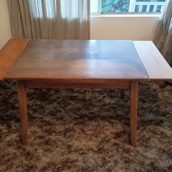Vintage Wooden Table With Side Leaves