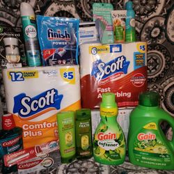 Bundle Gain, garnier shampoo/conditioner, colgate, skintimate, neutrogena, glade, st. Ives, finish, airwick