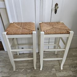 Pair Of Pottery Barn Napoleon Backless Counter Height Stools